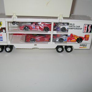 1995 Collector's EXXON Race Car Carrier Ferrari World Sports Car w/4 Cars 2